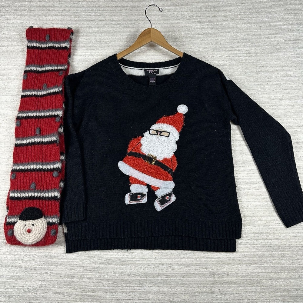 Ugly‎ Christmas Sweater Matching Scarf Santa Snowman Size Holiday Shirt large